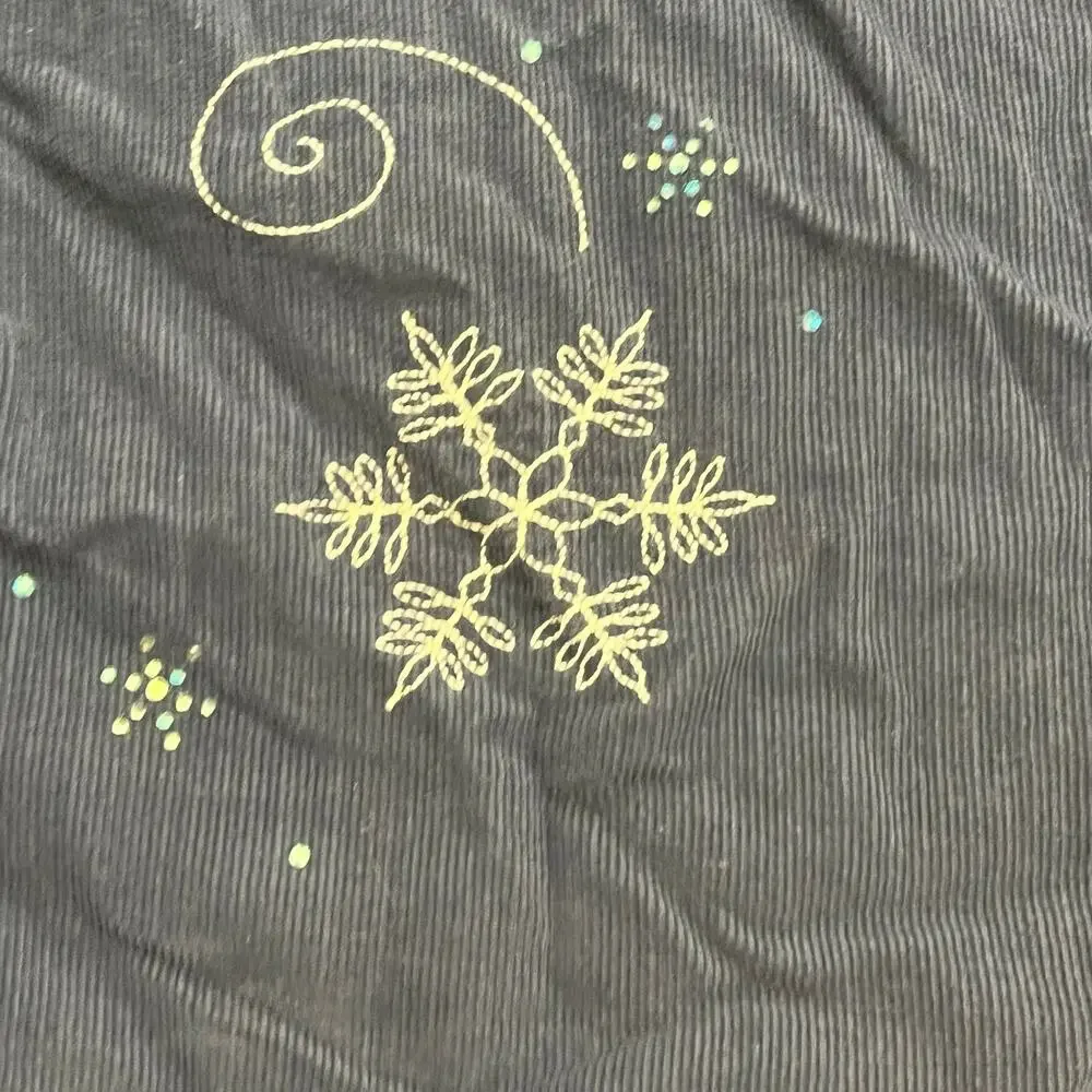 Decorated Originals Corduroy Christmas Shirt Womens XL Cotton‎ Blue Snowman